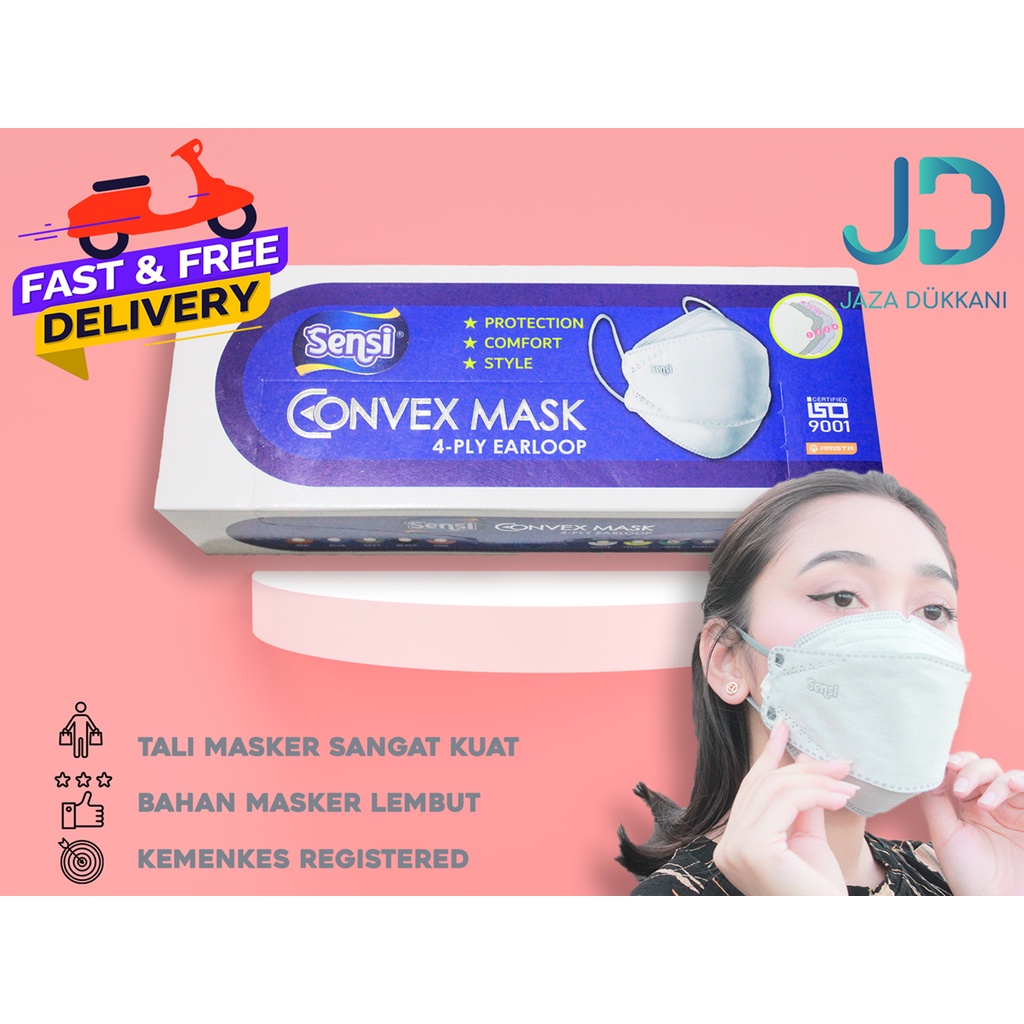 SENSI CONVEX Masker Premium 4-ply Versi Eceran/pcs (Resmi 100% dari PT.Arista Latindo)