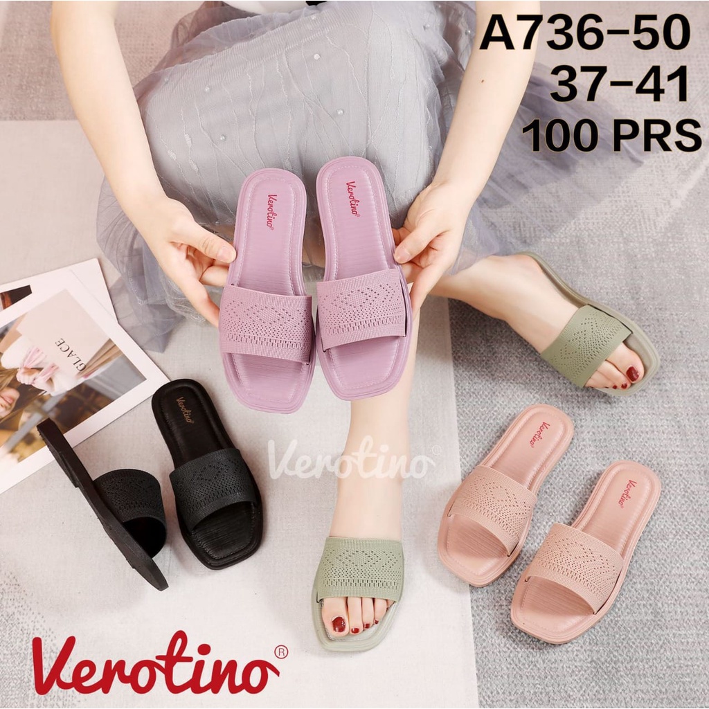 GROSIR (5 PASANG) Sandal Verotino A736-50/Sandal Jelly Karet Wanita/Sandal Slop Verotino