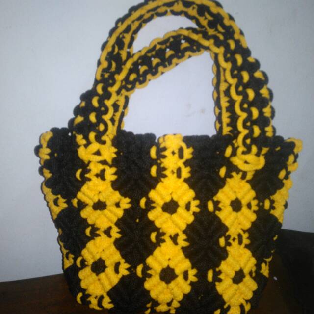 Tas kecil tali kur motif bunga kecil