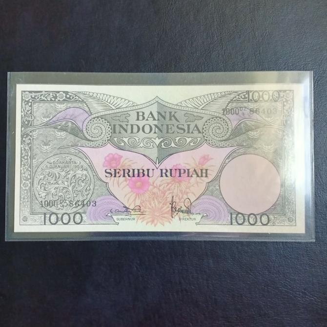 Buruan beli] uang kuno bunga 1000 rupiah tahun 1959 unc