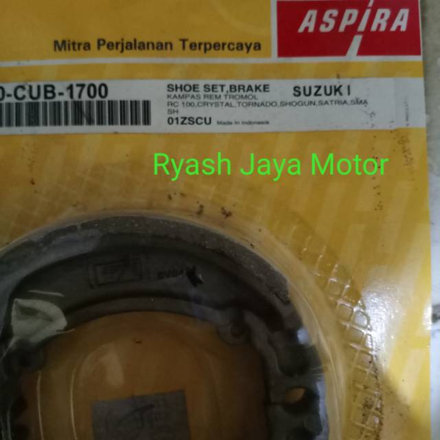 Kampas rem belakang aspira untuk suzuki smash/shogun/RC 100/crystal