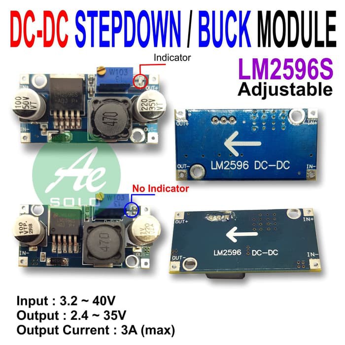 LM2596 LM2596S DC-DC Step Down Module - LED INDICATOR