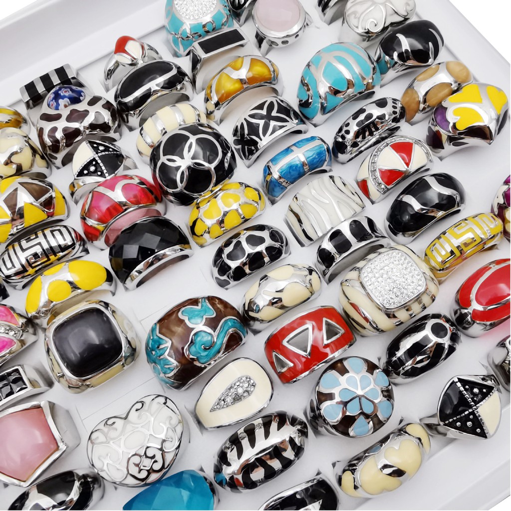 Dripping Oil Zircon Skull Ring Accessories Titanium Steel Retro Hip Hop (Mixed color and code)