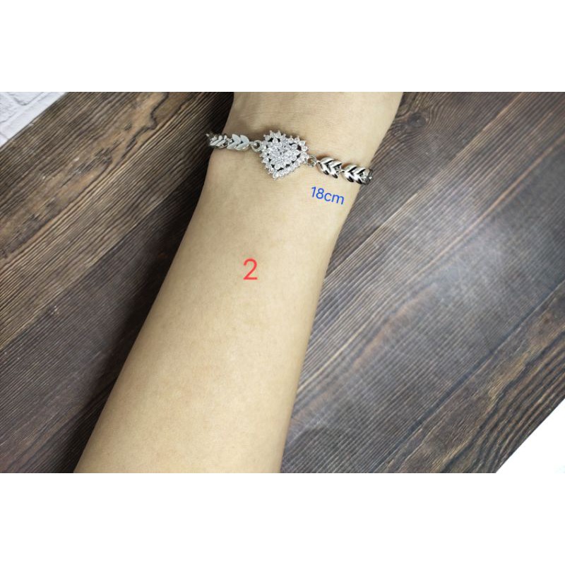 Fifi Fashion Gelang tangan Full mata kombinasi model Perhiasan Lapis Silver 08#