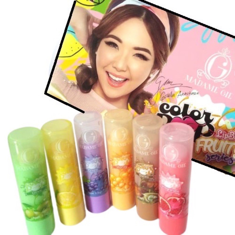 COLOR POP LIP BALM FRUITY MADAME GIE (1 BOX ISI 6 PCS)