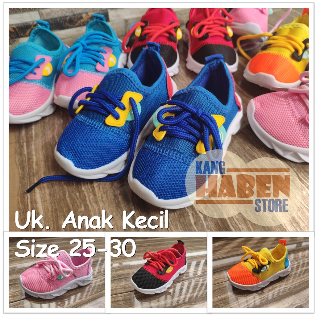 BX2020D Sepatu Anak Kecil Tali Unisex untuk Laki laki dan Perempuan Warna Cerah