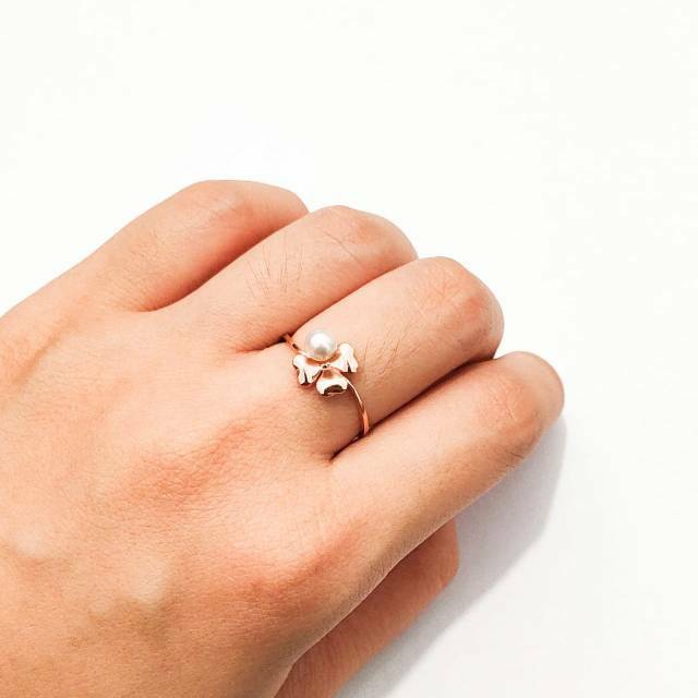 Cincin emas asli kadar 750 hadiah mewah rose gold mutiara