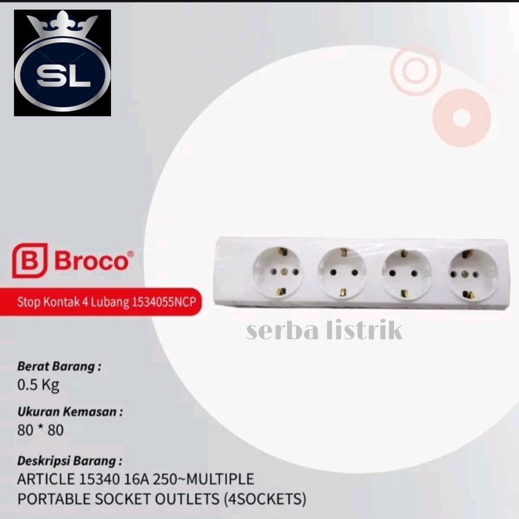 Stop kontak 4 Lubang Broco 1534055 ncp - Stop Kontak 4 Lubang Broco - S/k Broco Ncp