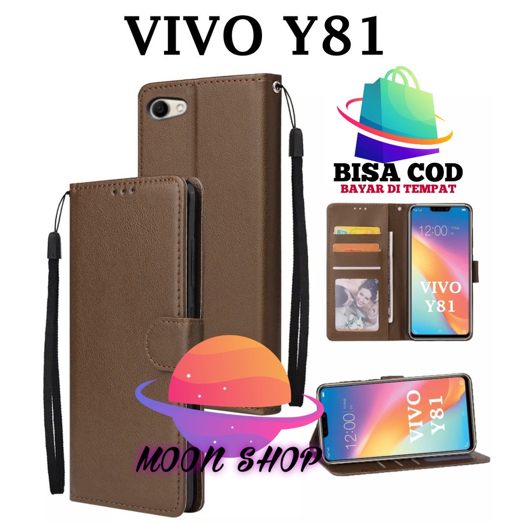 VIVO Y81 FLIP LEATHER CASE PREMIUM-FLIP WALLET CASE KULIT UNTUK VIVO Y81 - CASING DOMPET-FLIP COVER 