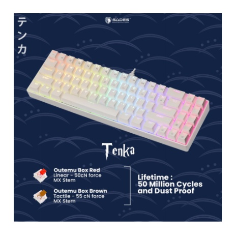 Keyboard gaming sades wired type-c usb mechanical tkl 71 keys macro rgb hot swap tenka sk-871 sk871