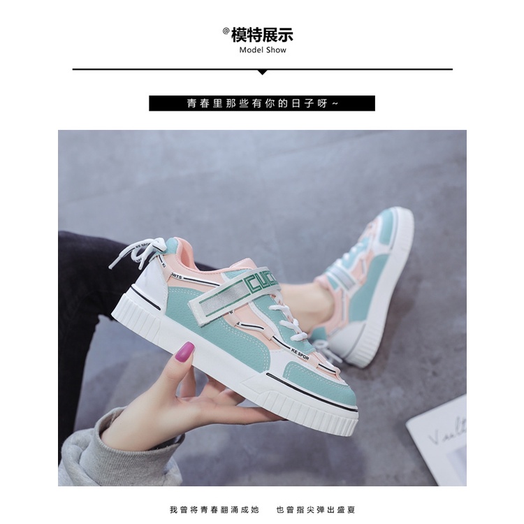 COD New Item !!! M19 Sepatu Sneakers Wanita Korea Casual Sport Shoes Sapatu Sneaker Cewek Import-PINK