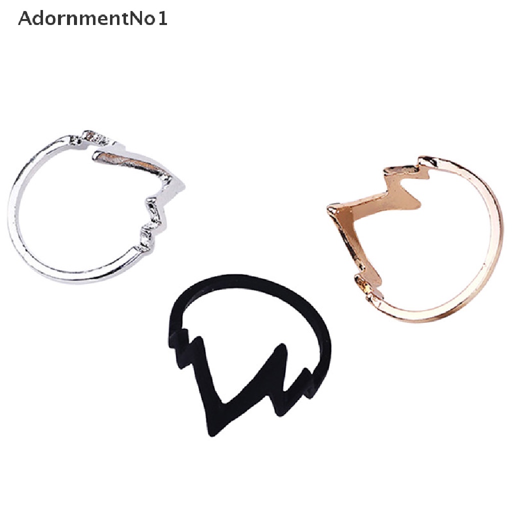 (AdornmentNo1) Cincin Terbuka Adjustable Motif Detak Jantung + Elektrokardiogram Vintage Untuk Perhiasan Wanita