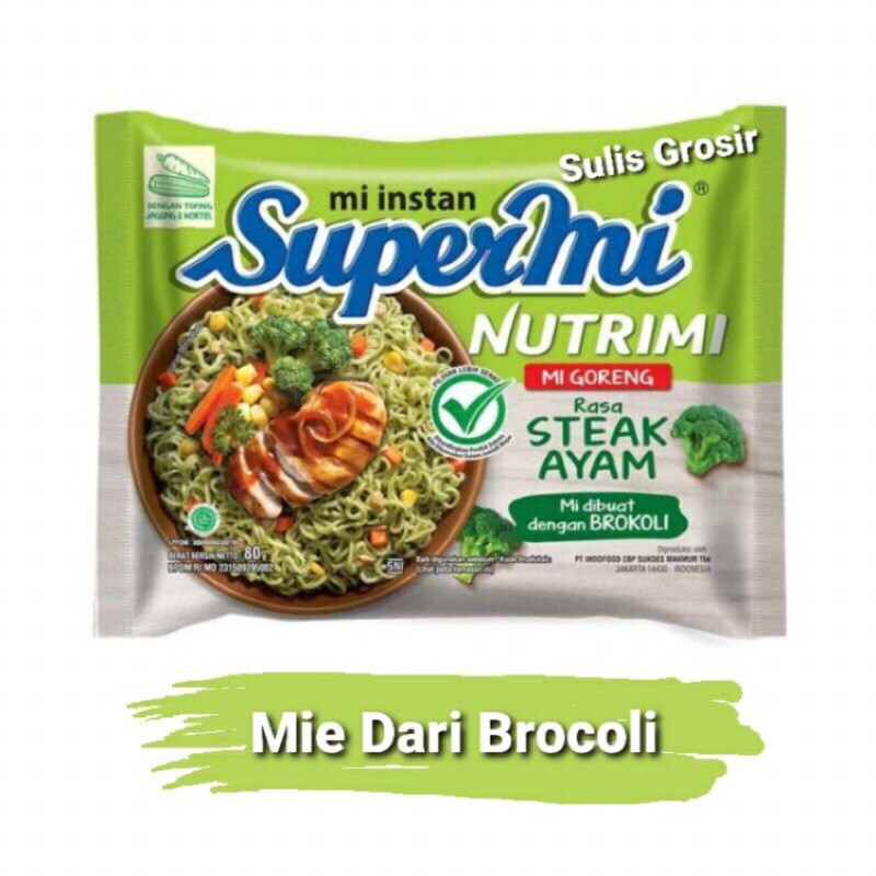 SUPERMI NUTRIMI Mie Goreng Instan Rasa Steak Ayam Mi Brokoli Non Pengawet / Supermie Baru