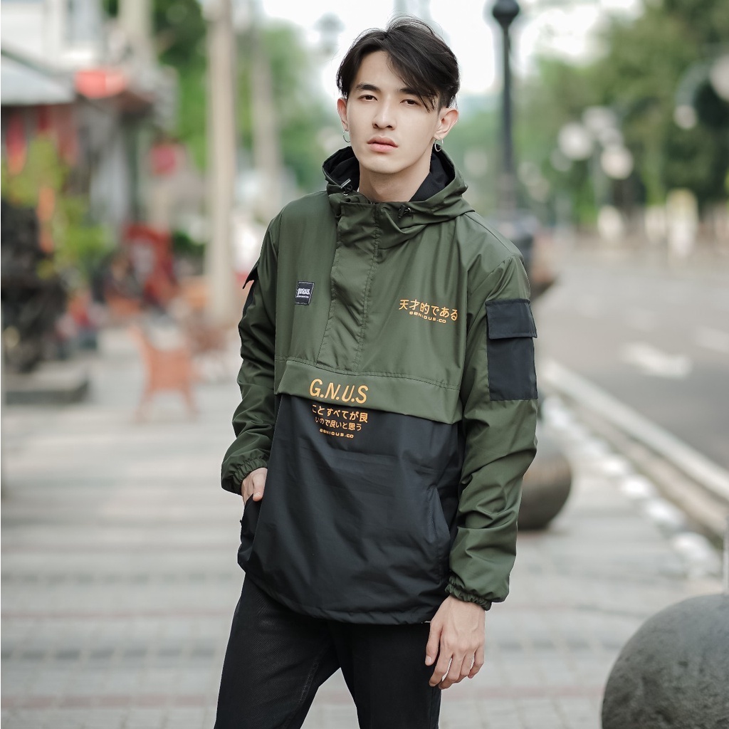 JAKET PRIA-JAKET CAGOULE PRIA MURAH-JAKET SALVIO HEXIA-JAKET ORIGINAL-JAKET DISTRO-JAKET PARASIT-ARMY HITAM GNUS