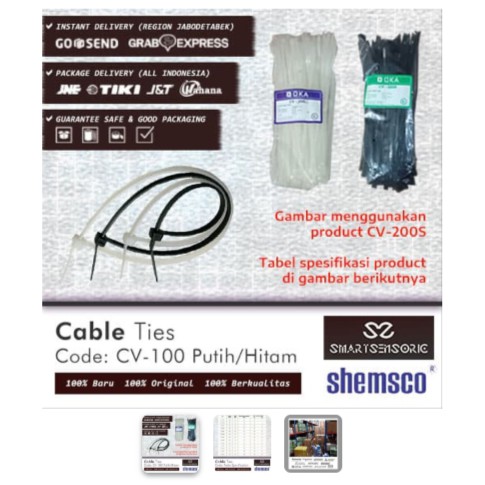 Shemsco CV-100 Cable Ties 10cm Pengikat Kabel 100mm Nylon isi 100 KSS