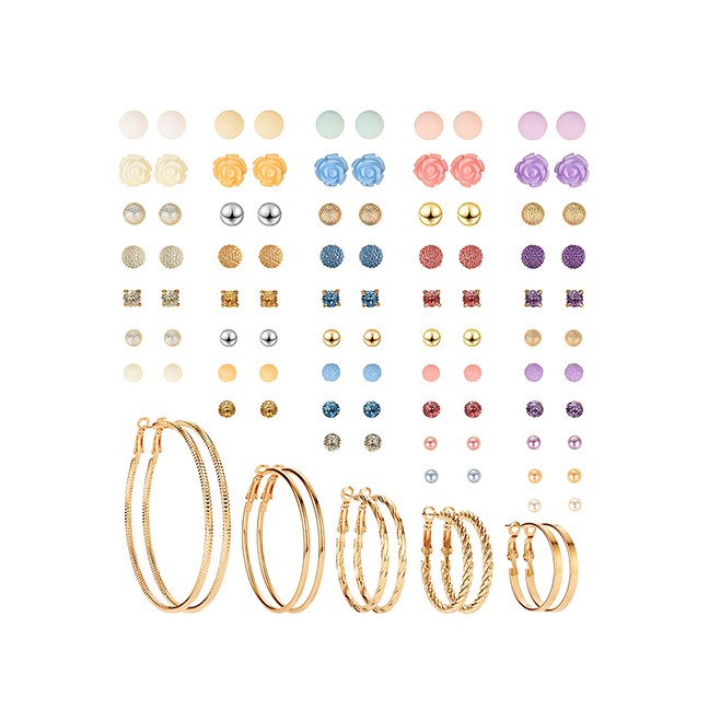 LRC Anting Tusuk Fashion Color Copper Resin Earrings 50 Pairs F83535