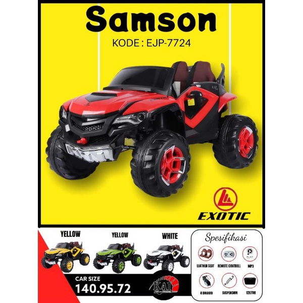 MAINAN ANAK MOBIL AKI EXOTIC JEEP SAMSON JOK KULIT BAN KARET