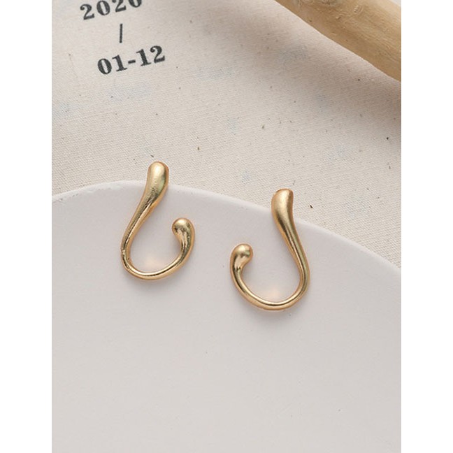 LRC Anting Tusuk Fashion Golden Silver Needle Geometric Dumb Gold K15912