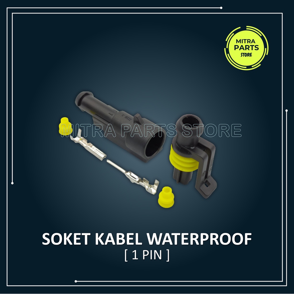 Soket Kabel Motor 1 Pin KECIL WATERPROOF isi 5 SET lengkap dengan Skun dan Karet anti Air