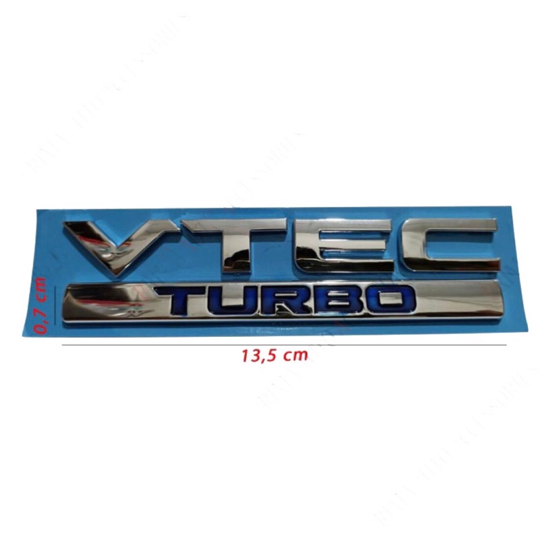 Emblem mobil tulisan Vtec turbo chrome