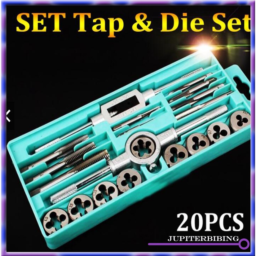 Adjustable Hand Tap and Dies Set/Tap And Die Set 20 Pcs Tap Dan Dies Senai Ulir Drat Baut Mur