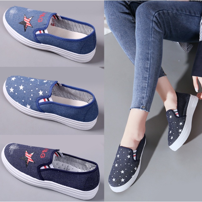 Sepatu Wanita Cewek Comfort Canvas Jean Star Women Flat Shoes SP020