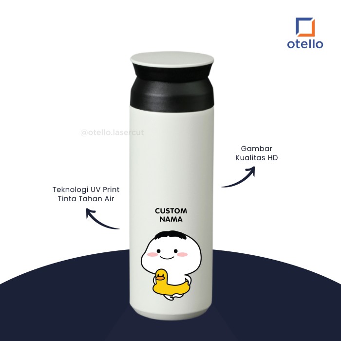 Custom Tumbler Pentol Quby | Tokyo Botol Minum Travel UV Print Lucu Vacuum Flask Karakter