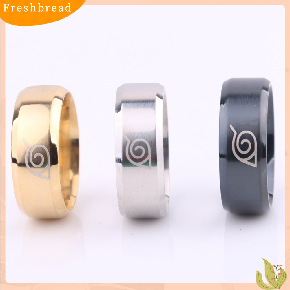 [TERLARIS]Unisex Naruto Konoha Leaf Village Logo Titanium Steel Ring Cosplay Jewelry Gift