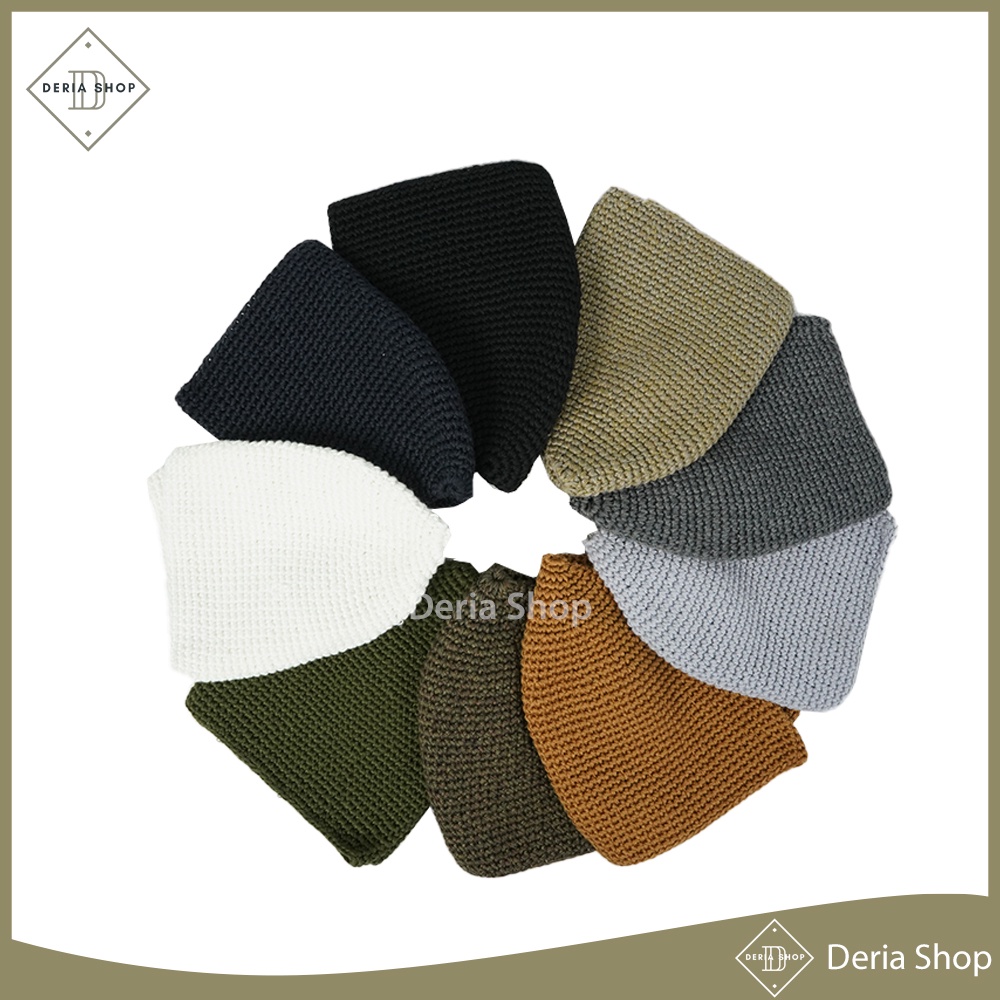 Peci Rajut YAMAN Tebal Polos Pria Dewasa Kopiah Sholat Knit Haji Hadramaut Premium Turki Rosal Hitam