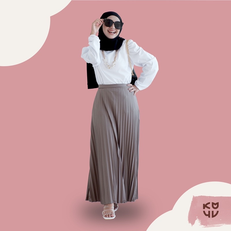 Koyu Hijab Yuna Rok Plizket Skirt