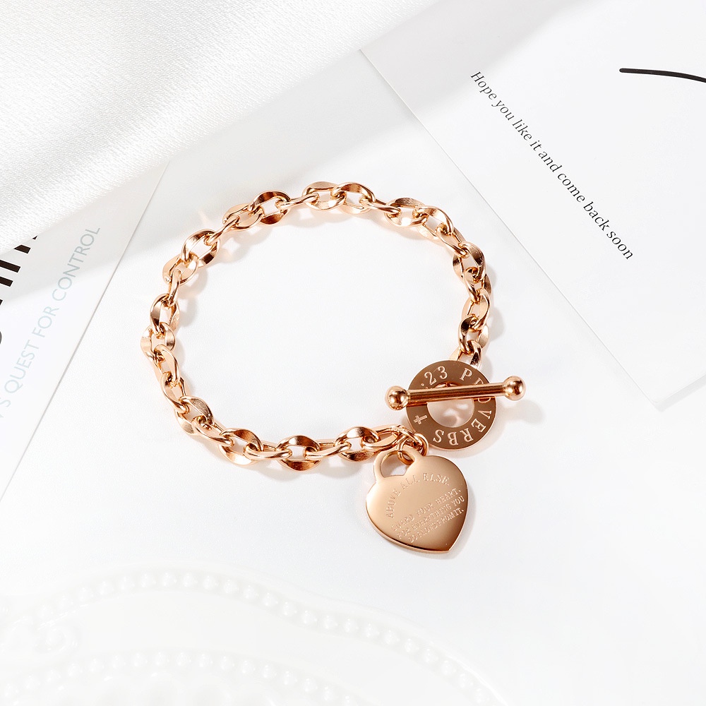 Gelang Bracelet Wanita Aksesoris Titanium Korea Love GK157  rose gold cocok hadiah motif hati