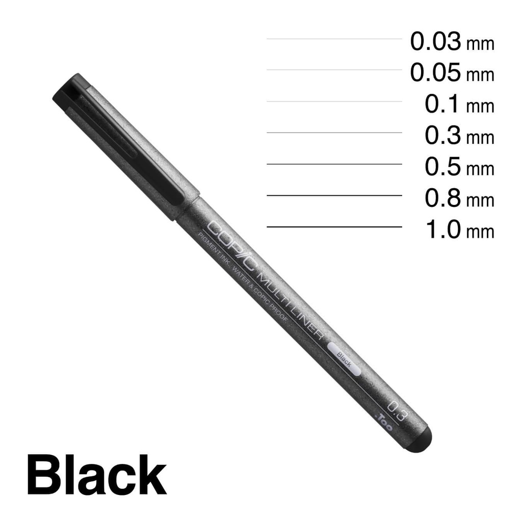 Copic Multiliner Black 0.03 - 1.0 / Drawing Pen Copic Black