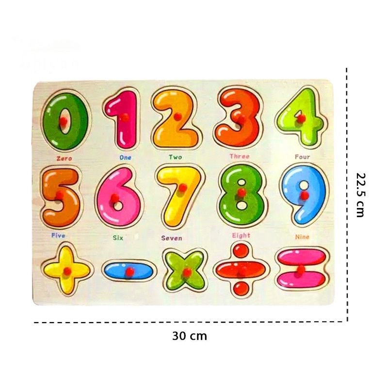 TokoPapin Puzzle Kayu Knob Mainan Edukasi Puzzle Kayu Angka Alphabet Alfabet Bentuk Bahan Halus Aman Untuk Anak Bayi