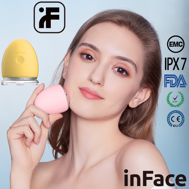 InFace Alat Setrika Wajah Pemijat Perawatan Kulit Anti Anging Facial Massage 4in 1 Massager Face Lift Device Radio Frequency LED Skin Rejuvenation Wrinkle Removal Facial Moisturizing Skin Care Tools Elektrik Getar Perawatan Kulit Cleaner Massager