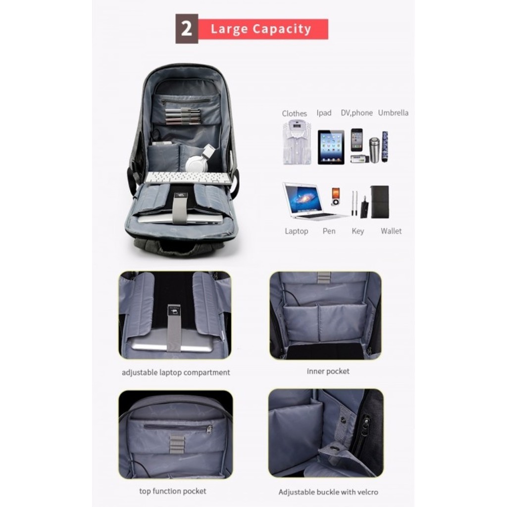 Tigernu T-B3213 USB Port Tas Ransel Laptop 16 inch Punggung Backpack