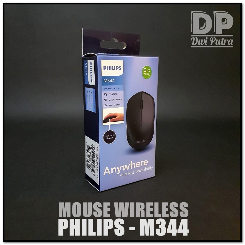 MOUSE WIRELESS PHILIPS M344 ANYWHERE // PHILIP USB RADIO OPTICAL WIRELESS MINIMALIST DESIGN