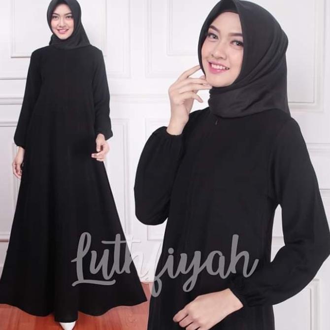 Gamis Hitam Polos / Gamis Bahan Jetblack