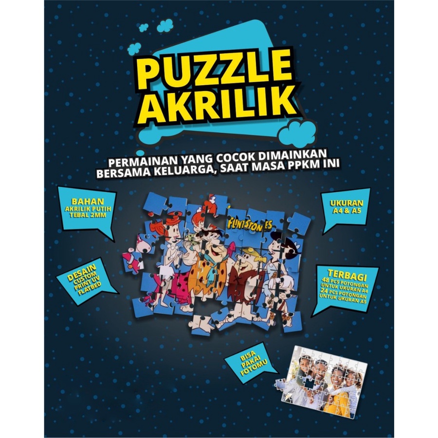 Puzzle Akrilik + Pouch - Papan teka teki - Game - Custom