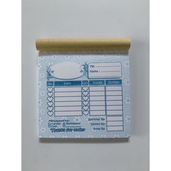 

NOTA OLSHOP KECIL NON CUSTOM, 1 PLY, SEPERENAM FOLIO (MOTIF CYAN)