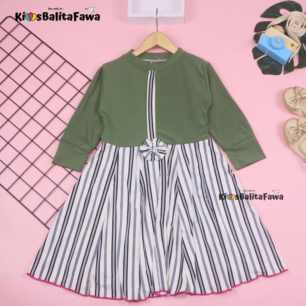 Dress Valencia 5-6 Tahun / Dres Anak Lengan Panjang Pesta Baju Perempuan Fashion Kids Motif Adem