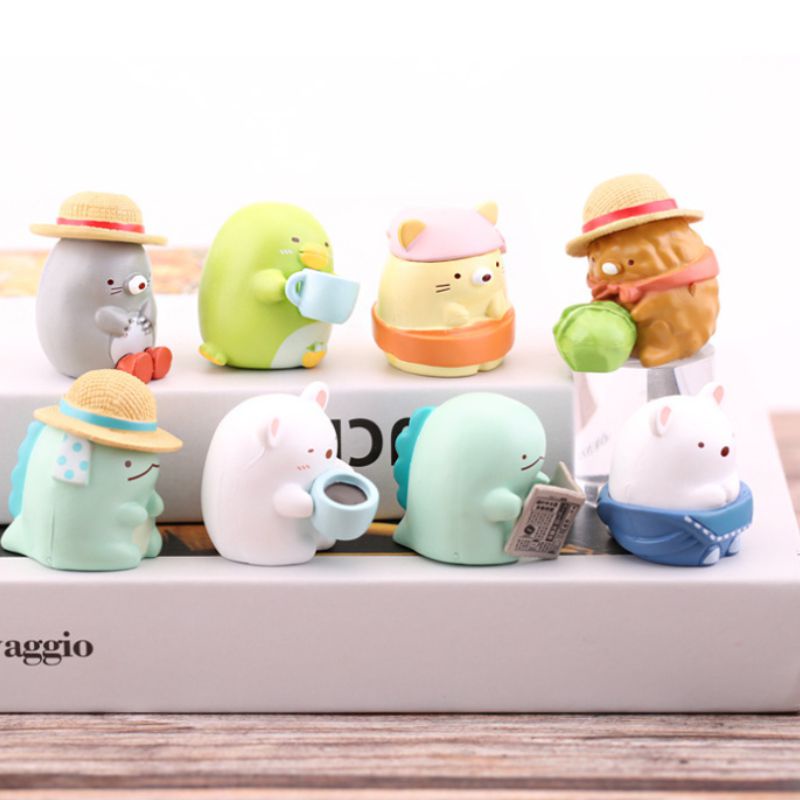 8PCS Kawaii Sumikko Gurashi  PVC Mini Figue Anime Character Statue Cute Desk Ornament Mini Decoration