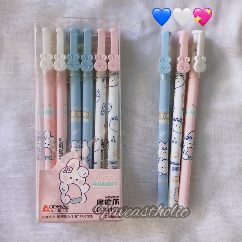 RABBIT PEN AODEMEI AESTHETIC ERASABLE PEN FANCY PENA GEL AJAIB YANG BISA DIHAPUS TINTA WARNA HITAM PULPEN IMUT ADA PENGHAPUSNYA KARAKTER KARTUN LUCU KIYOWO KAWAII ANAK PEREMPUAN MOTIF HEWAN PELIHARAAN KELINCI BERUANG UNIK MURAH VIRAL TIKTOK GAYA KOREA