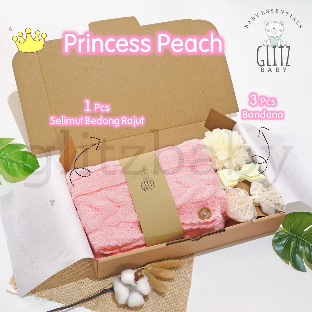 Gift Set Hampers Bayi Perempuan Kado Lahiran Newborn - Glitz Baby Glitzaksesoris-Princess Peach - B