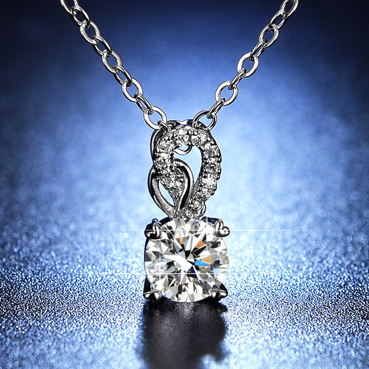 S925 Perak Kalung untuk Wanita Fashion 1 Karat Zirconia Swan Liontin Kalung perak wanita Perempuan Rantai Panjang Kalung Ulang Tahun Kahwin hadiah Terbaik Crytal Diamond