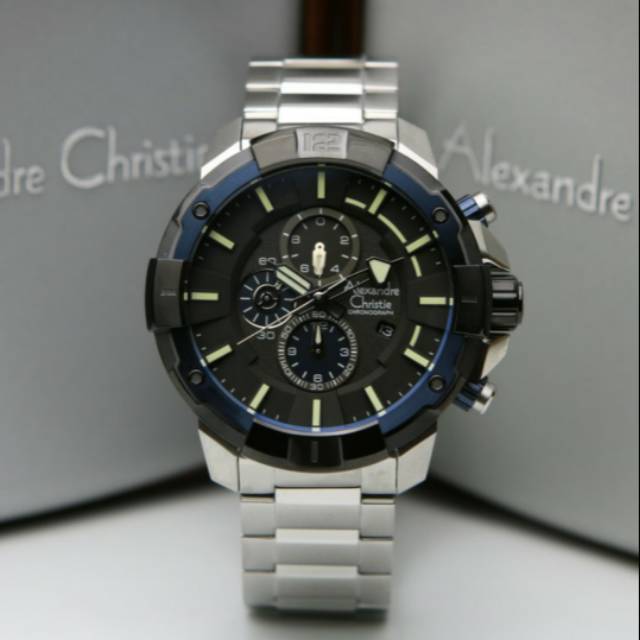 ALEXANDRE CHRISTIE AC6551 SILVER BLUE BLACK PRIA.ORIGINAL GARANSI RESMI 1 TAHUN