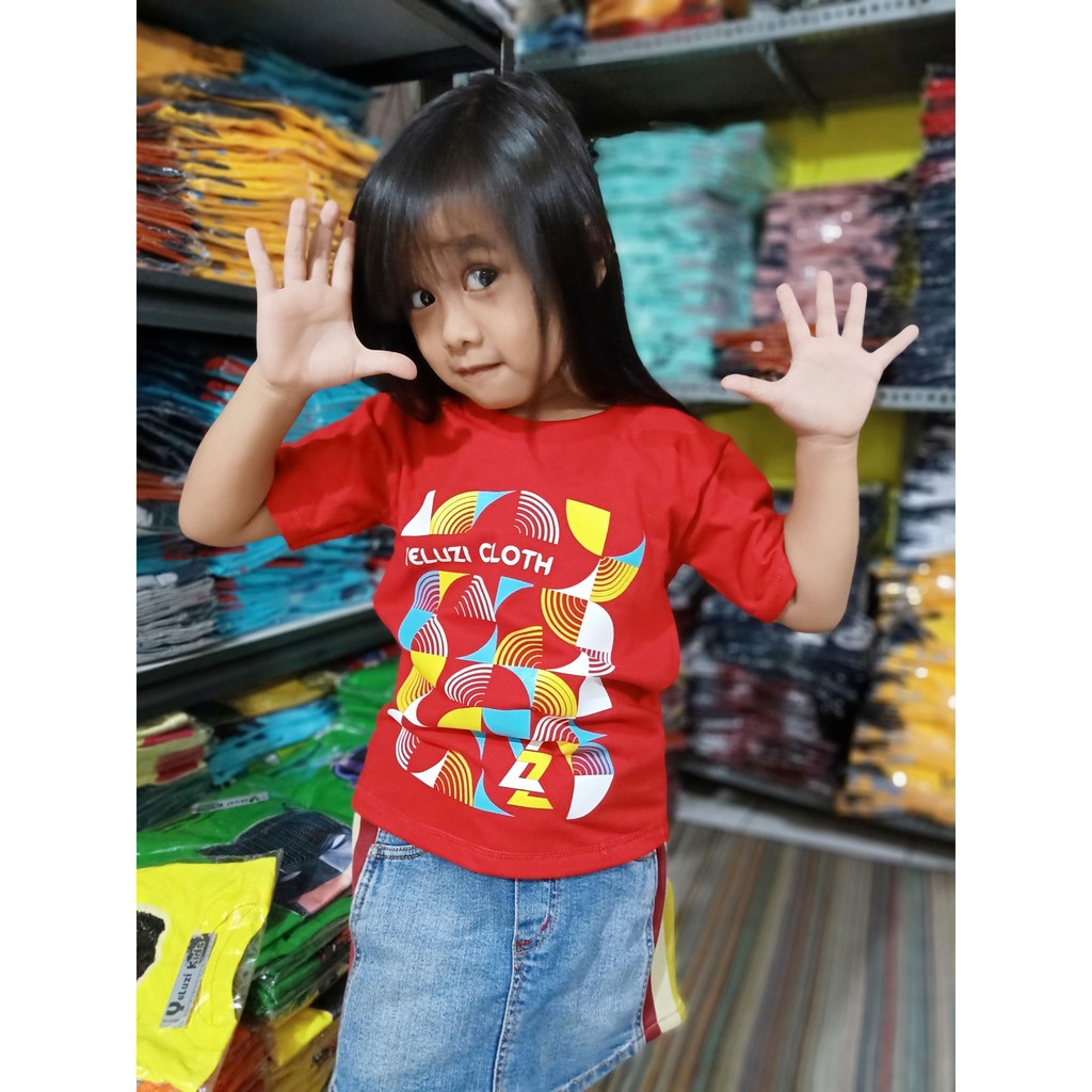 Kaos Baju anak distro oblong merah yeluzi