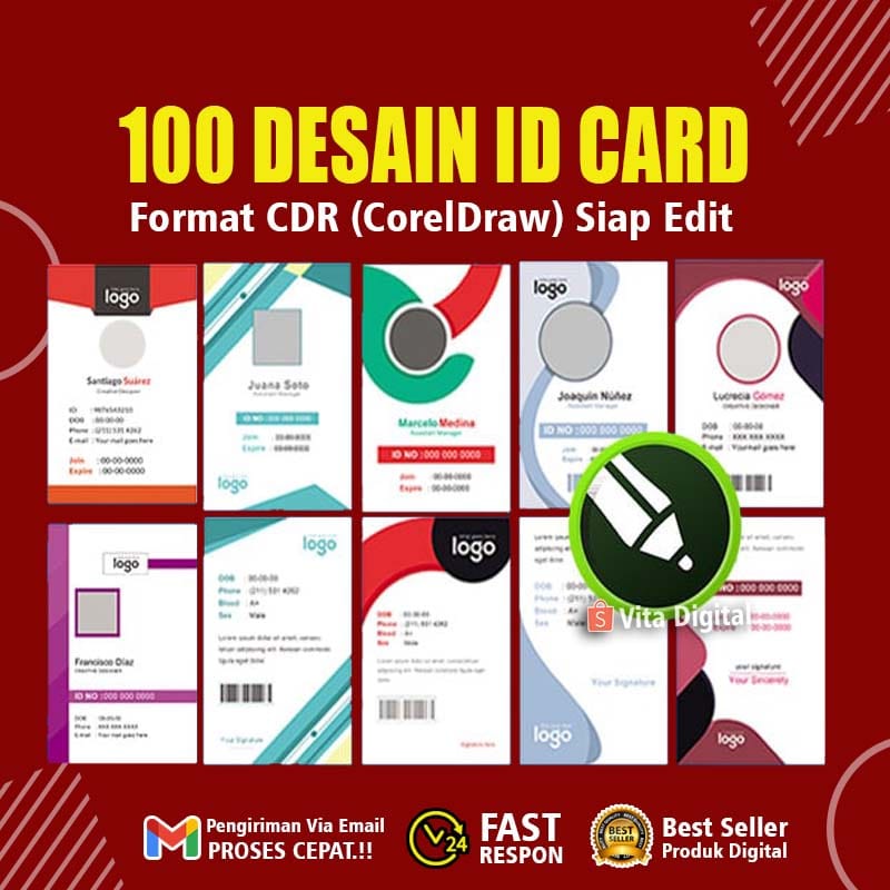 100 Template ID CARD Format CDR CorelDraw Premium Siap Edit