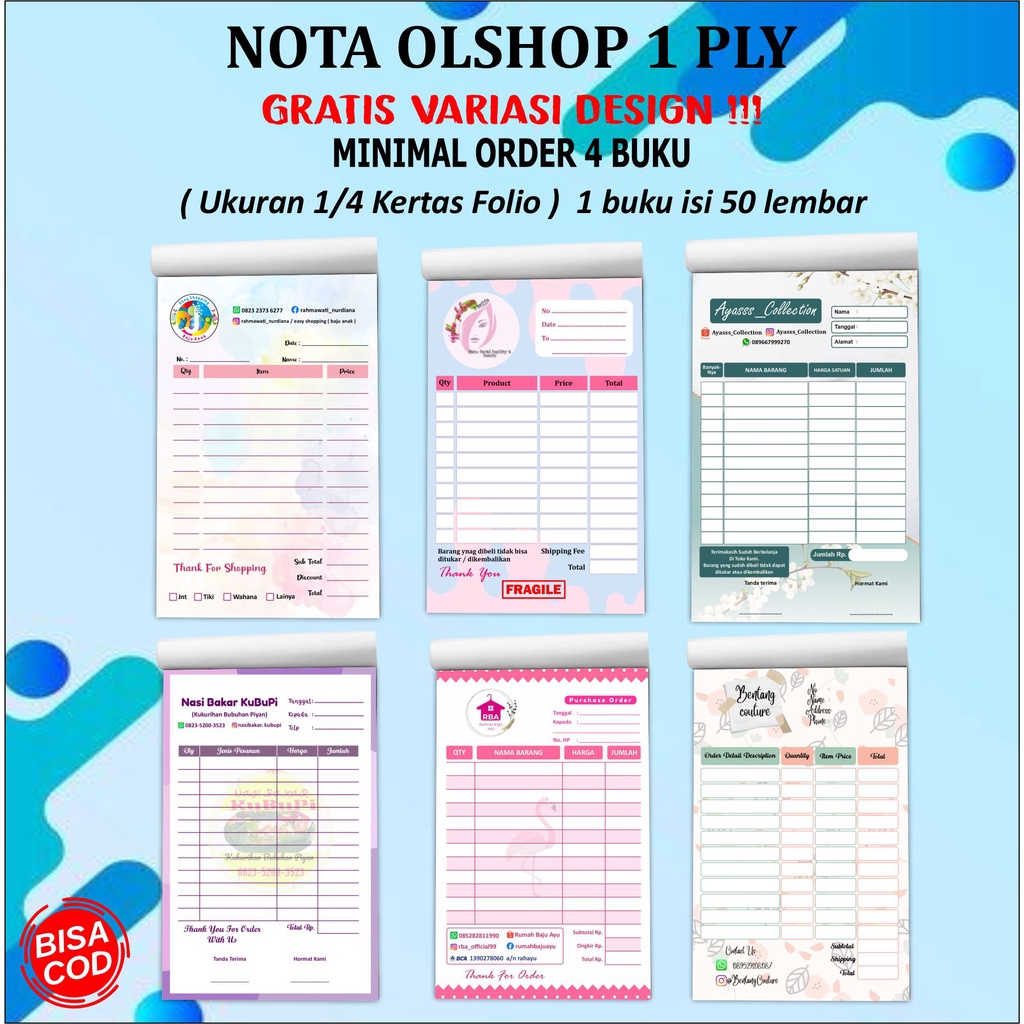 

NOTA CUSTUM FREE DESIGN FULL COLOR / NOTA OLSHOP CUSTUM