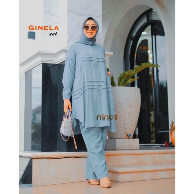 ONESET TUNIK GINELA AIRFLOW IMPORT/ STELAN CELANA / FASHION WANITA