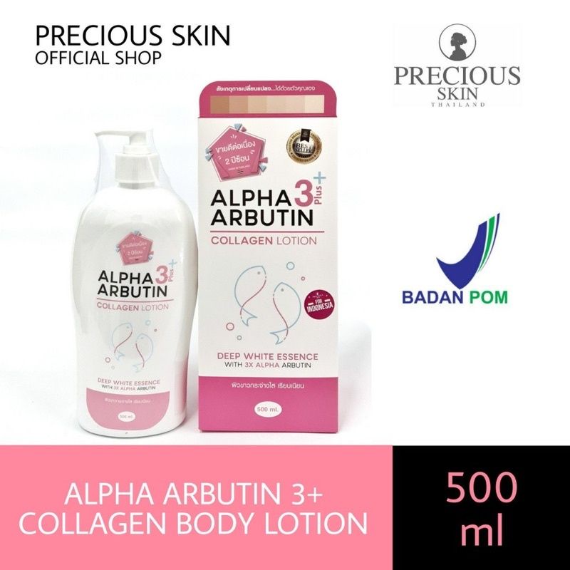 COLLAGEN LOTION ALPHA ARBUTIN 3 PLUS / COLLAGEN WHITENING BODY LOTION / hand body precious skin / serum alpha arbutin